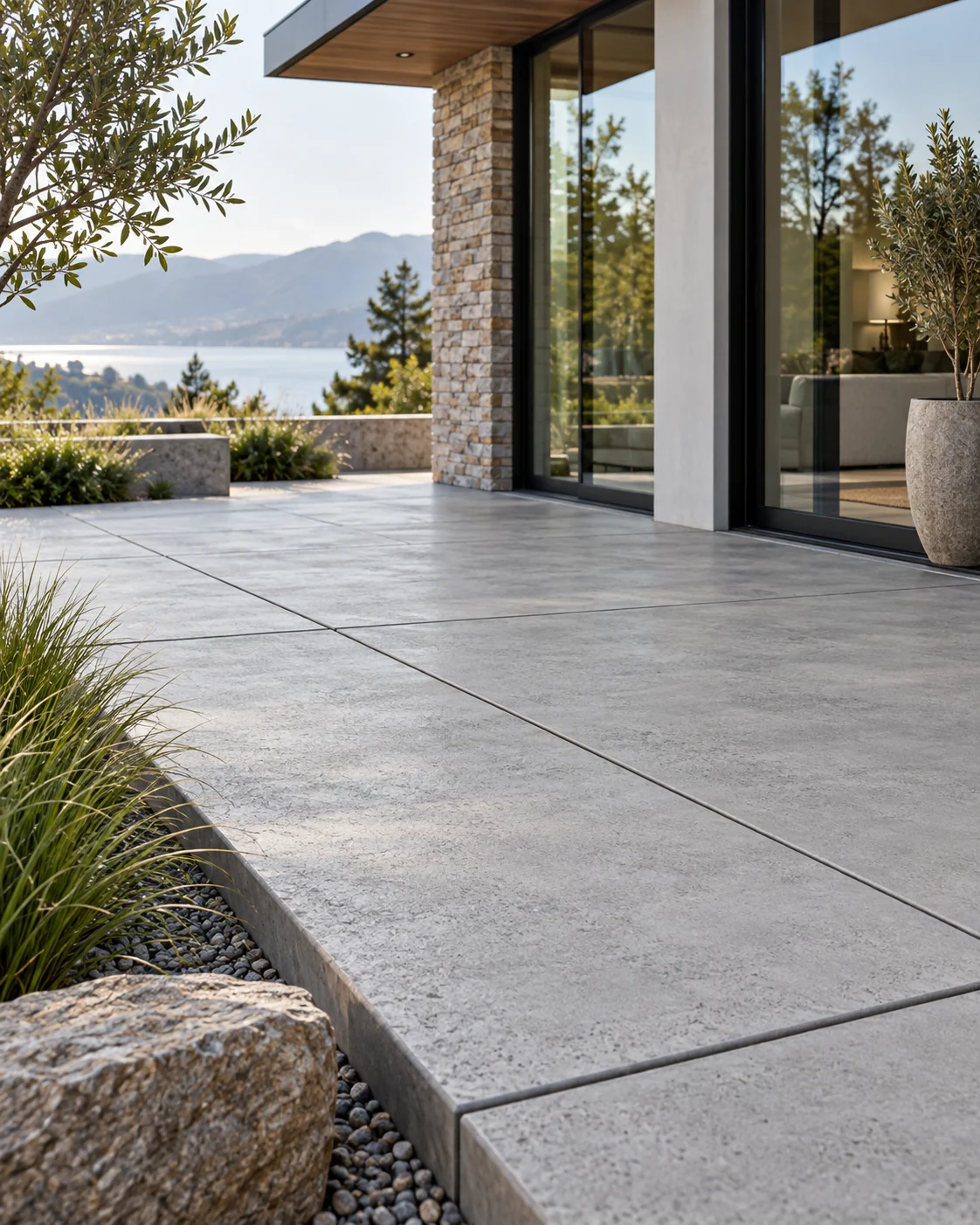 Modern finished concrete patio